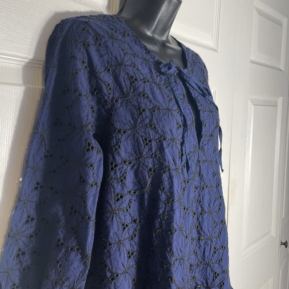 Eberjey Dress Women Large Blue Eyelet Lace Sardinia Tessa Swim Coverup‎ Mini - Picture 3 of 10
